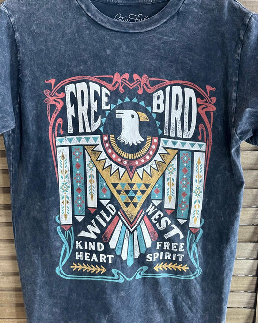Free Bird Acid Wash Graphic Tee
