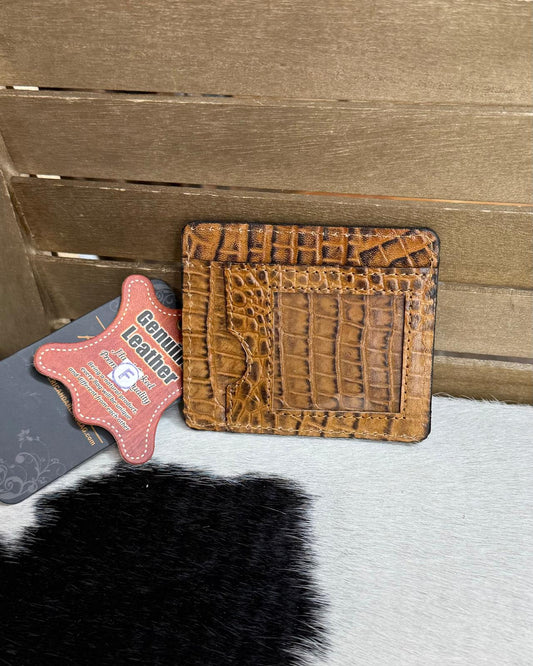 Brown Caiman Card Case