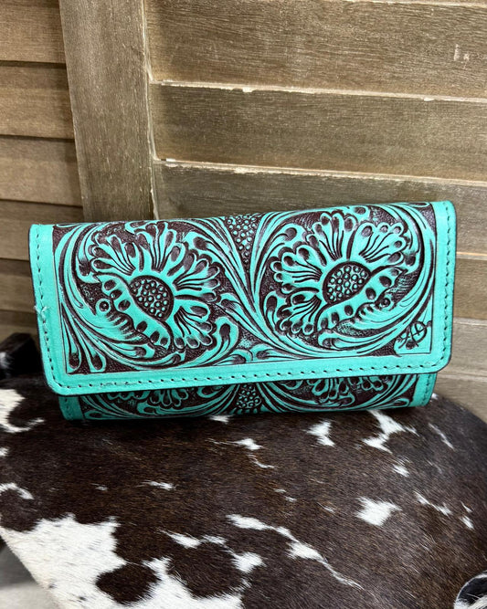 Turquoise Tooled Wallet