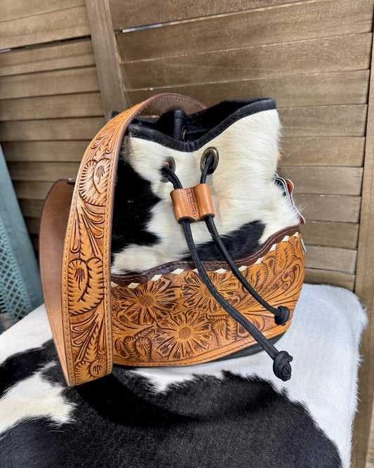 Cowhide AD Bucket Bag
