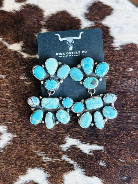 Blue Cluster Dangle Earrings *Native
