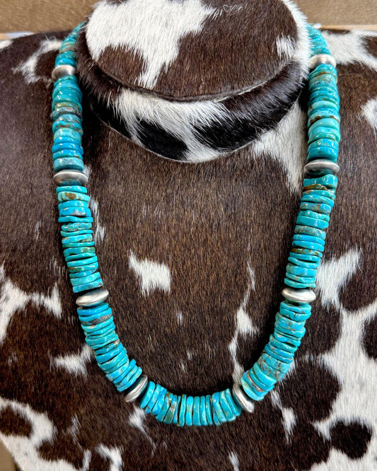21" All Turquoise Sterling Pearl Necklace