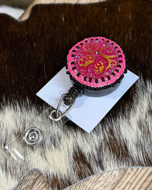 Lucille Ramon Handmade Beaded Badge Reel *Native