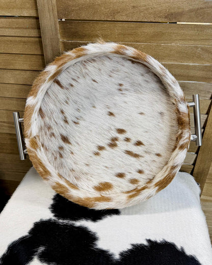 12” Cowhide Round Tray