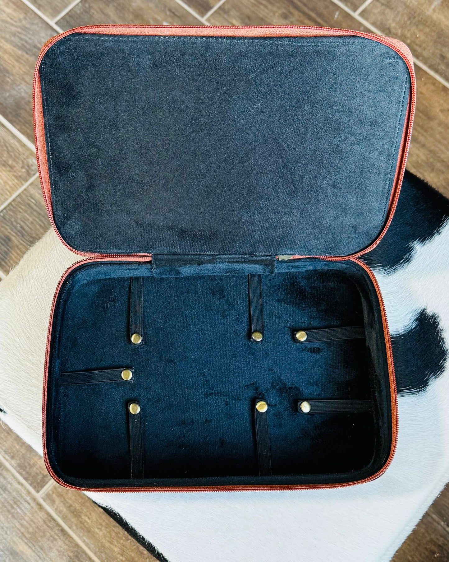 Brown Leather Cowhide Jewelry Box