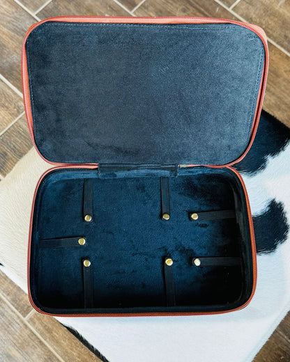 Brown Leather Cowhide Jewelry Box