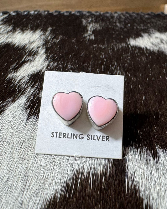 Mini Pink Conch Heart Studs