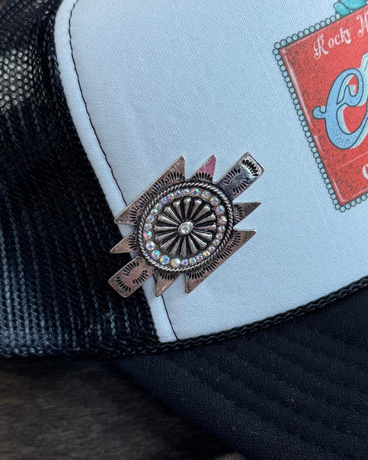 Concho Aztec Pattern Silver Hat Pin