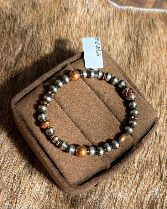 Sterling Pearl & Copper Bracelet