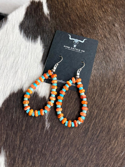 Turquoise & Spiny Teardrop Earrings