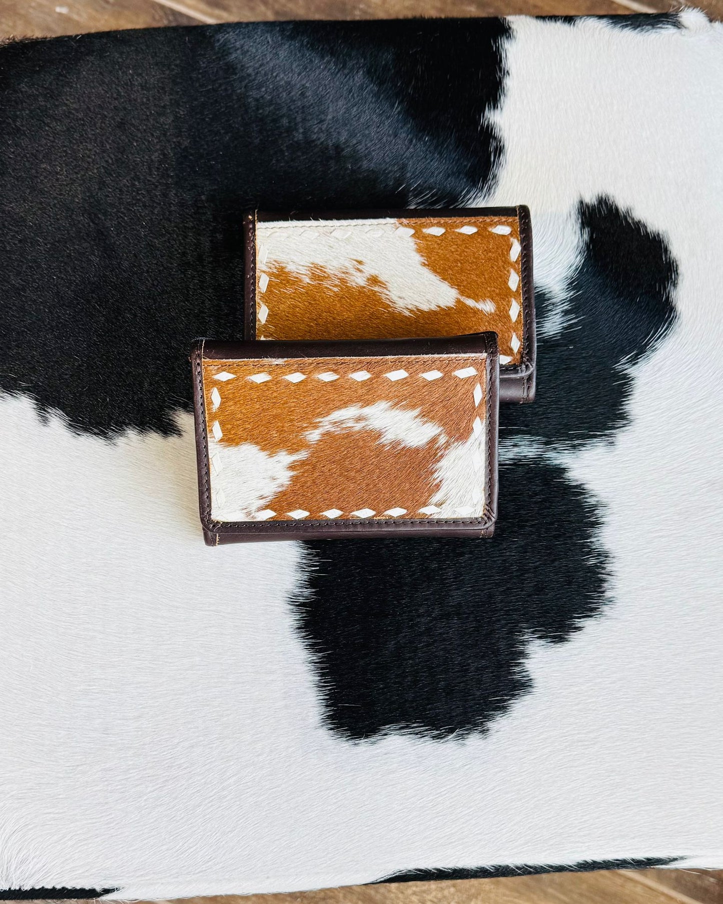 Brown & White Cowhide Small Wallet