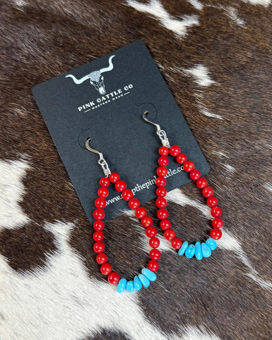 Sleeping Beauty & Apple Coral Earrings