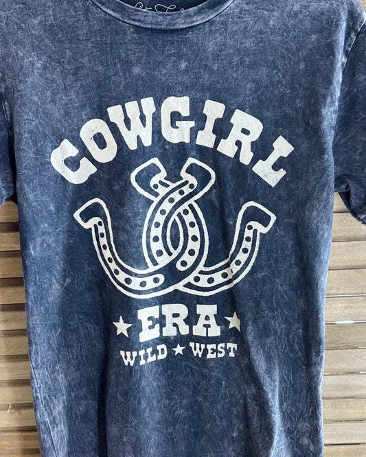 Wild West Cowgirl Acid Wash Graphic Tee