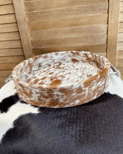12” Cowhide Round Tray