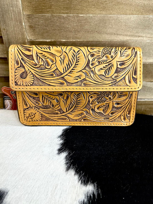 Light Brown Tooled Crossbody