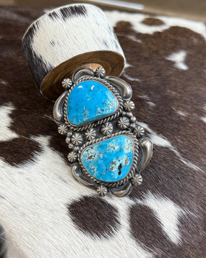 Jeff James Double Stone Turquoise Ring *Native