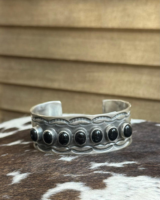 Black Onyx Stamped Cuff *Native