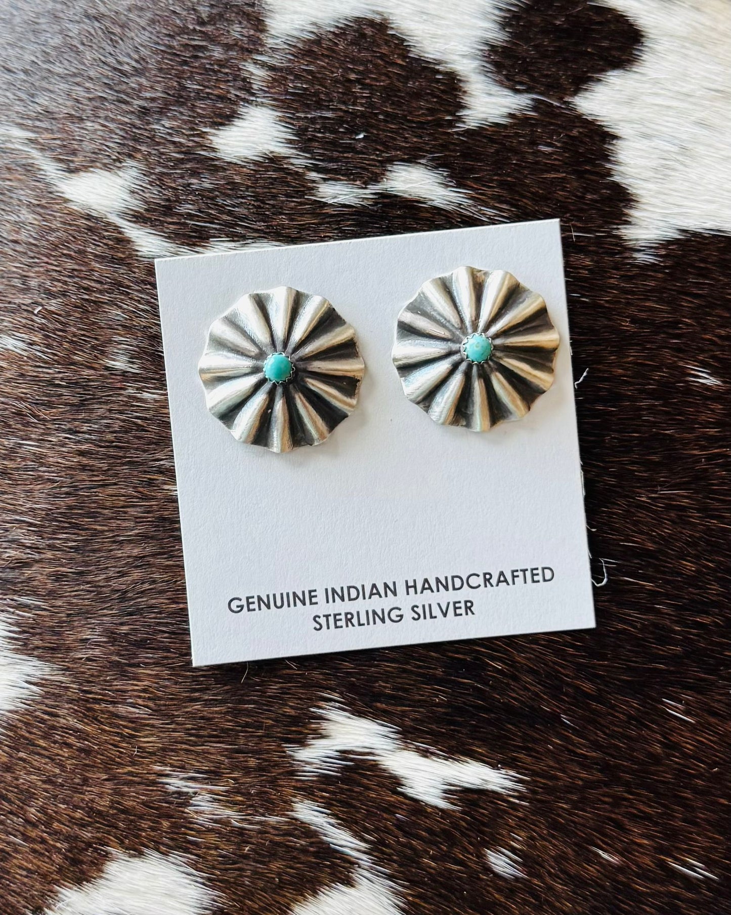 Sterling Concho Stud Earrings *Native