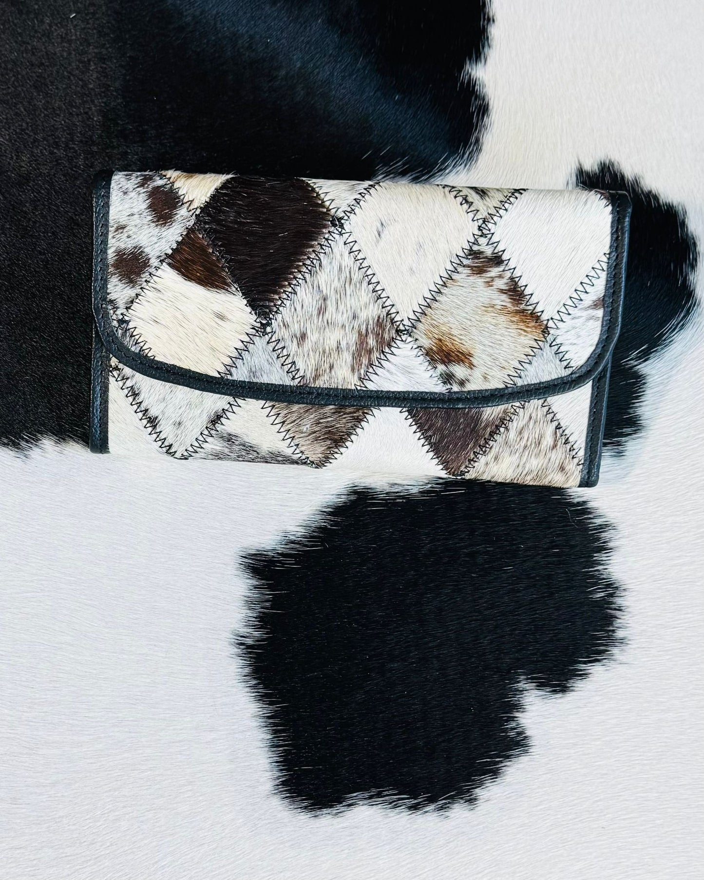 Cowhide Patchwork Wallet