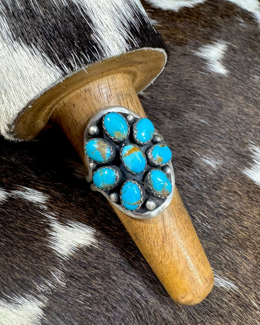 Patrick Yazzie Turquoise Flower Cluster Ring *Native