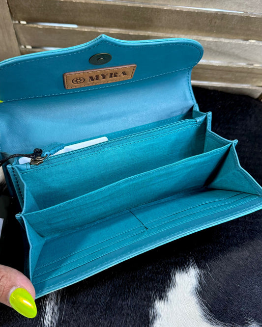 Myra Brown & Turquoise Tooled Wallet