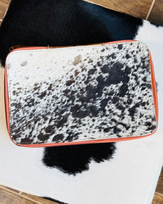 Brown Leather Cowhide Jewelry Box