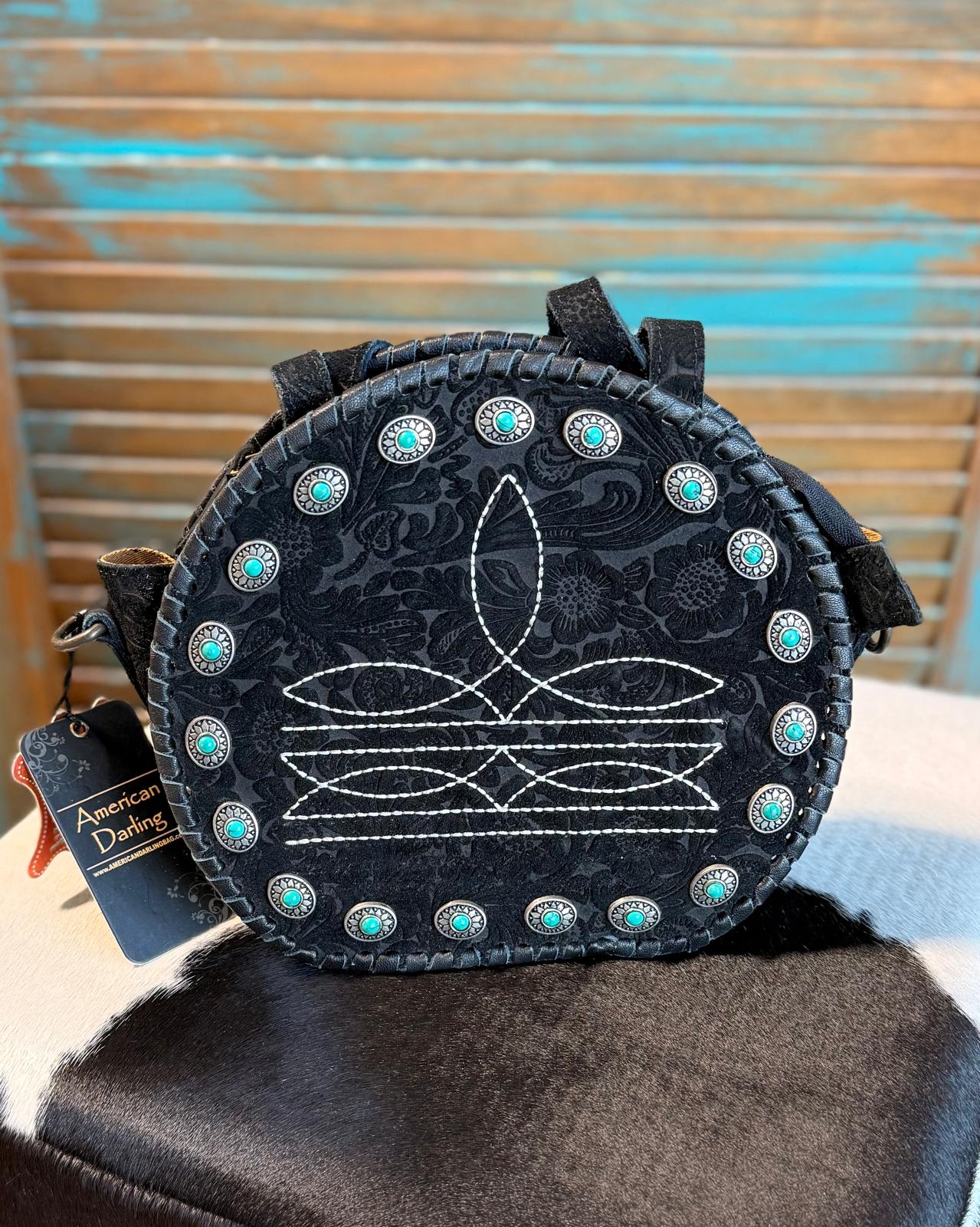 Midnight Darling Boot stitch, Concho Crossbody Handbag