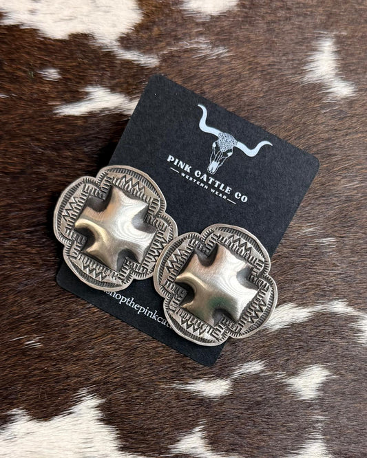 Leander Tahe Sterling Round Cross Earrings *Native