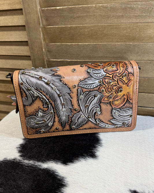 AD Metallic Feather Wallet Crossbody