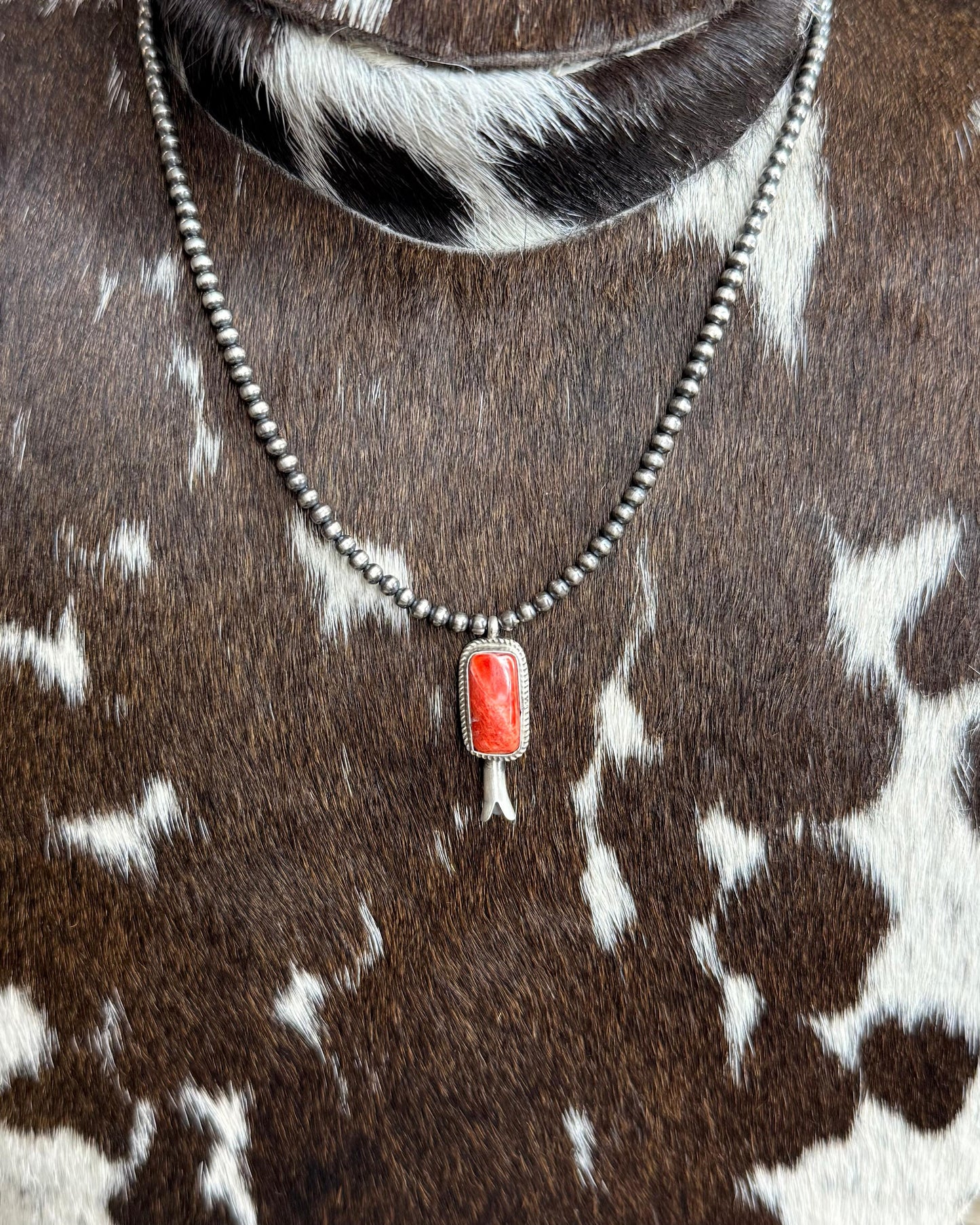 16” Pearls with Red Spiny Blossom *Native