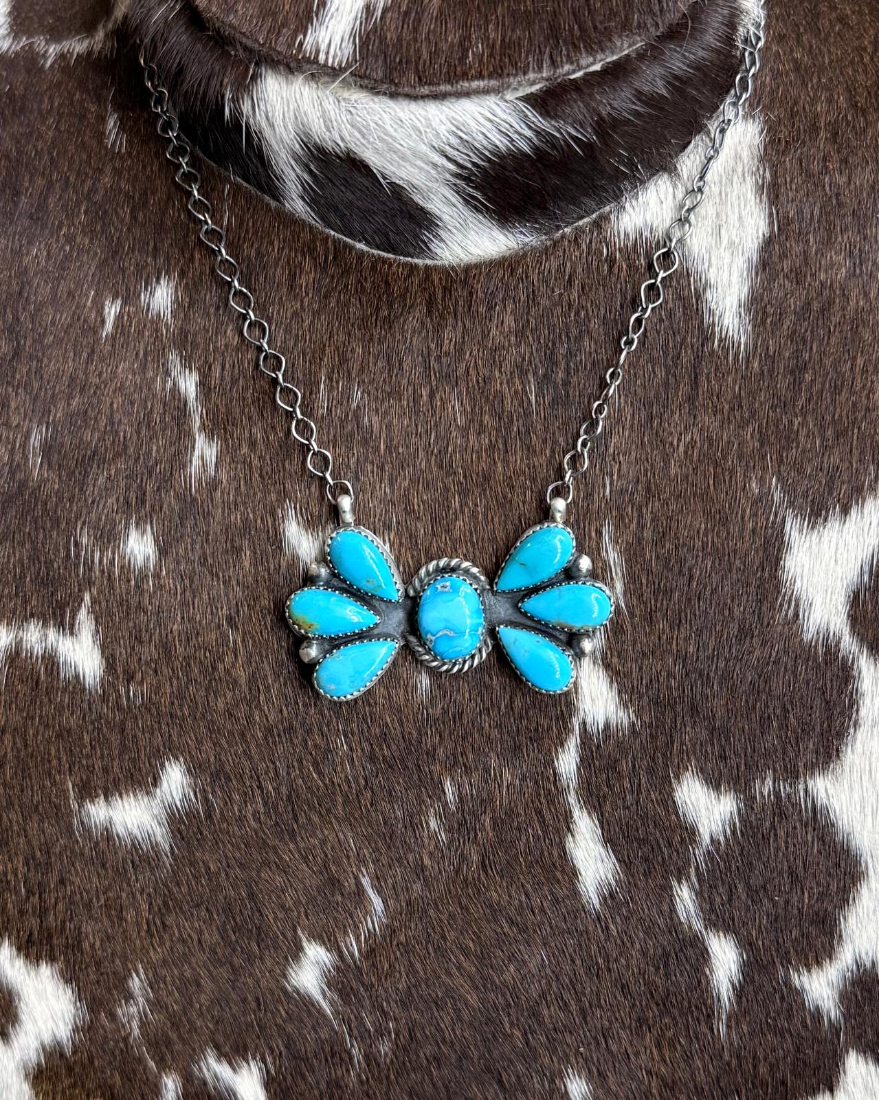 Turquoise Bow Chain Necklace *Native