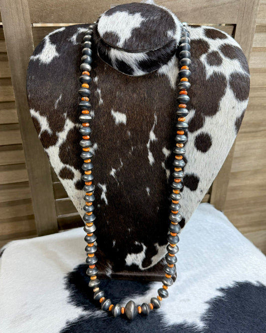 40” 12mm Spiny Navajo Pearl Necklace