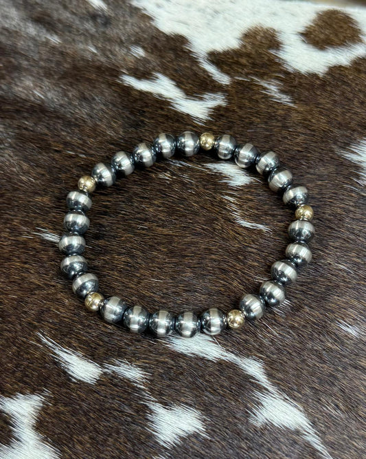 Sterling Pearl 14k Plated Stretch Bracelet