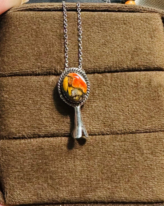 Spiny Turquoise Flower Blossom Necklace *Non Native