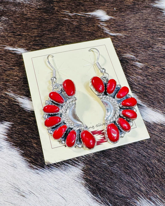 Anthony Williams Coral Half Cluster Earrings *Native