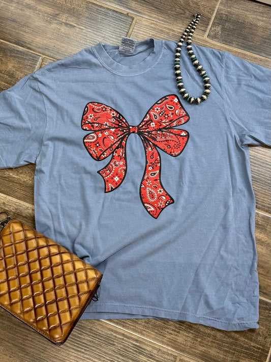 Bandana Red Bow Tee *Comfort Colors
