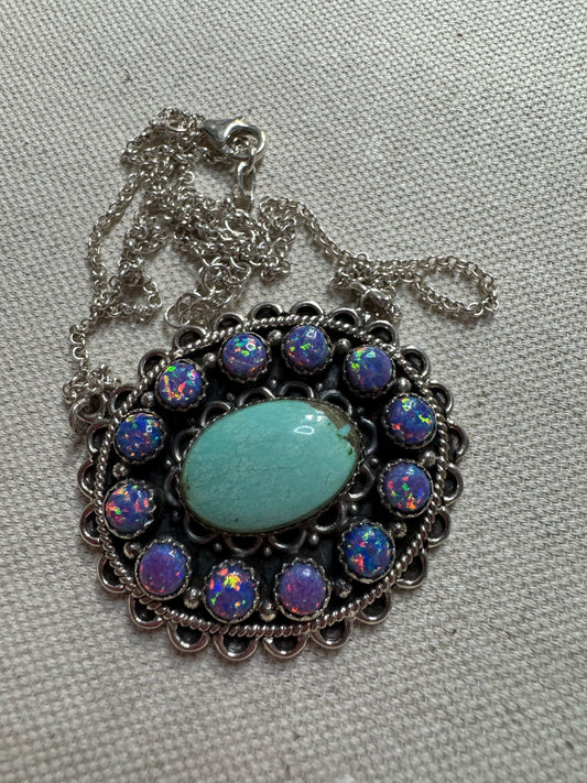 Opal Turquoise Cluster Necklace *Non Native