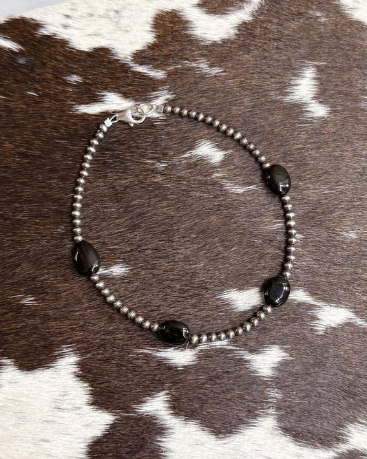 9" Black Onyx Anklet