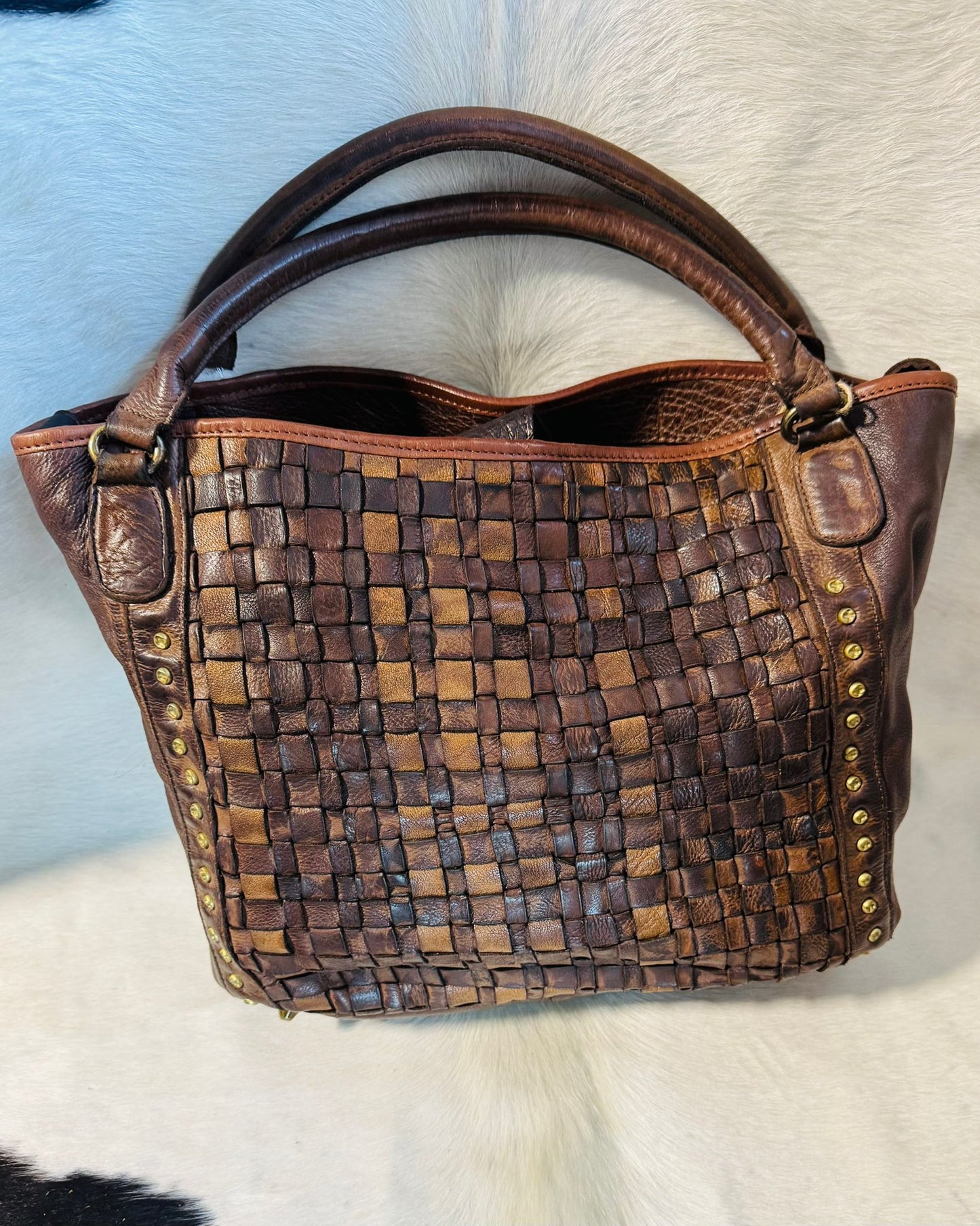 Woven Leather Tote Bag