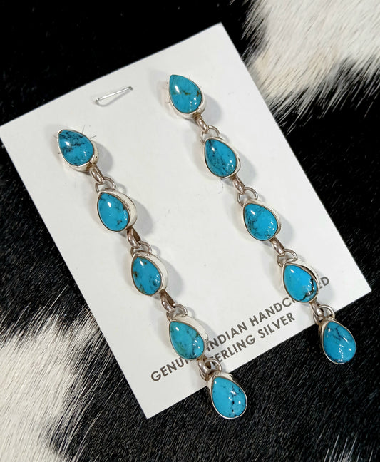 Kingman Teardrop 5 Stone Dangle Earrings *Native
