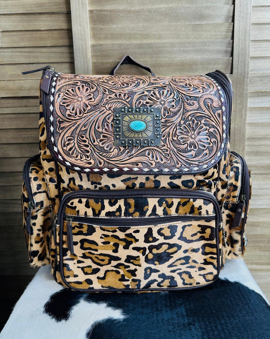 Leopard Buckle Backpack