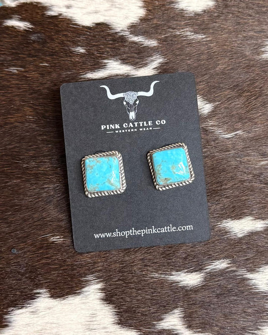 Blue Square Studs *Native
