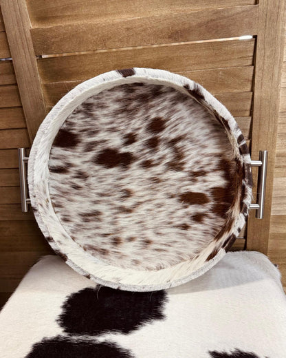 12” Cowhide Round Tray