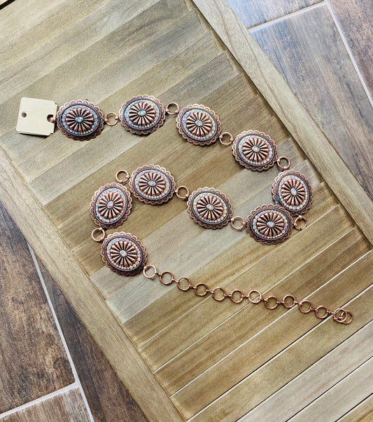 Rhinestone Copper Concho Belt