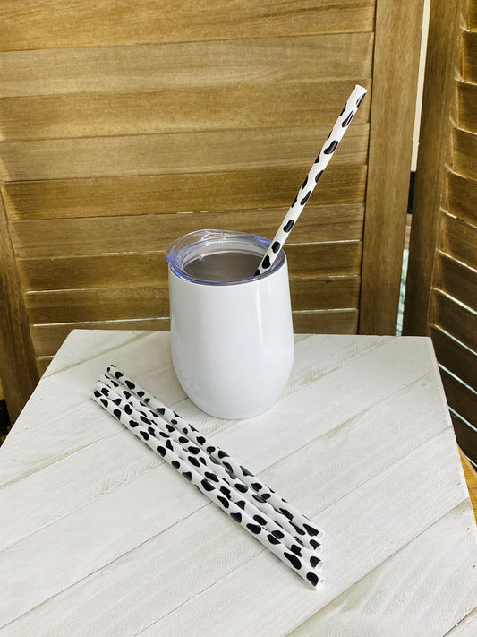 Cow Print Straw